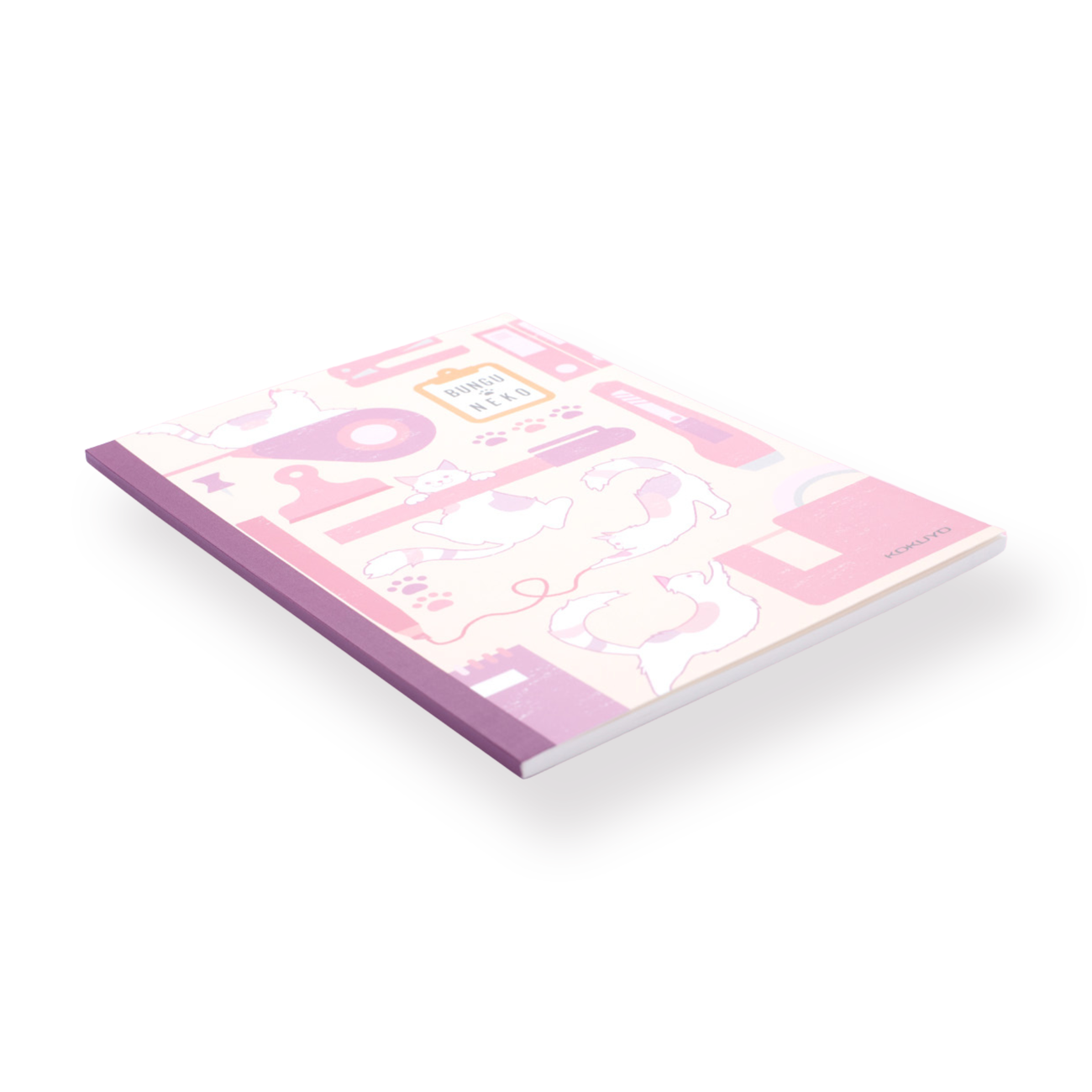 Kokuyo x Bungu Neko Notebook - A5 - 8 mm Ruled - Purple - Stationery Pal