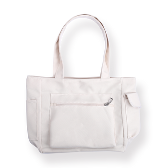 Korean Simple Tote Bag - Beige - Stationery Pal