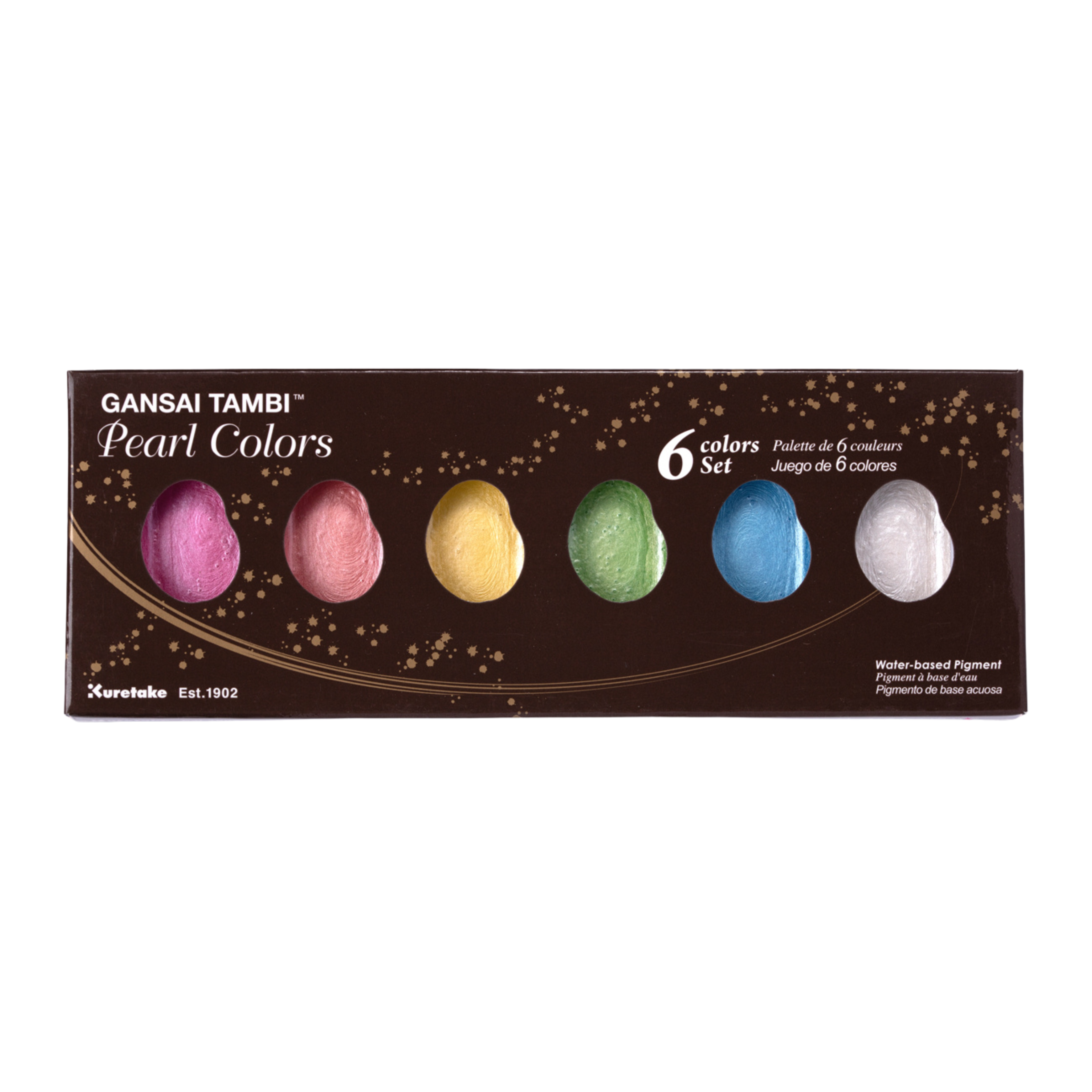 Kuretake Gansai Tambi Aquarellpalette – Perlenfarben – 6-Farben-Set