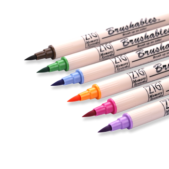 Kuretake ZIG Brushables Brush Pen - 6 Color Bright Set - Stationery Pal