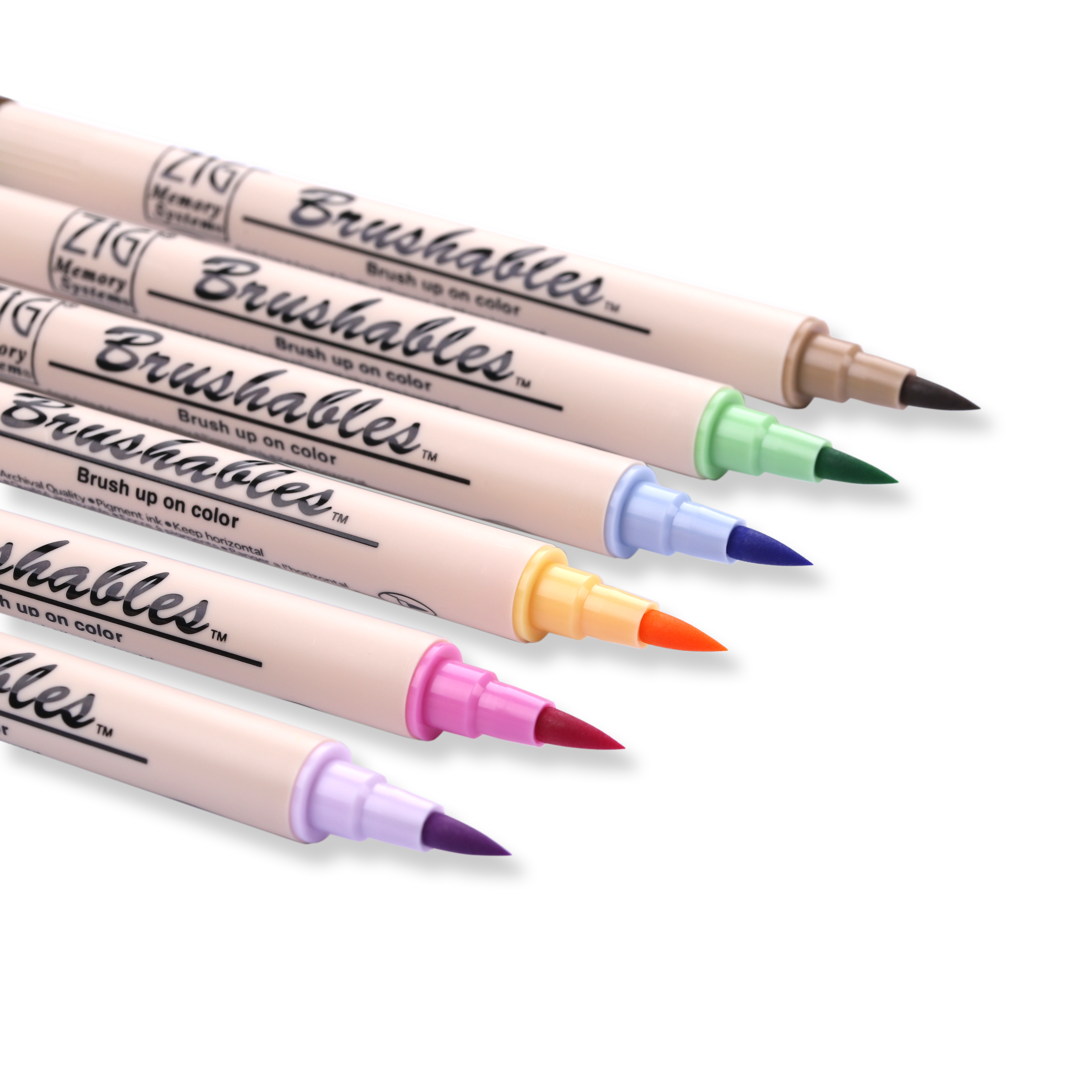 Kuretake ZIG Brushables Brush Pen - 6 Color Bright Set - Stationery Pal