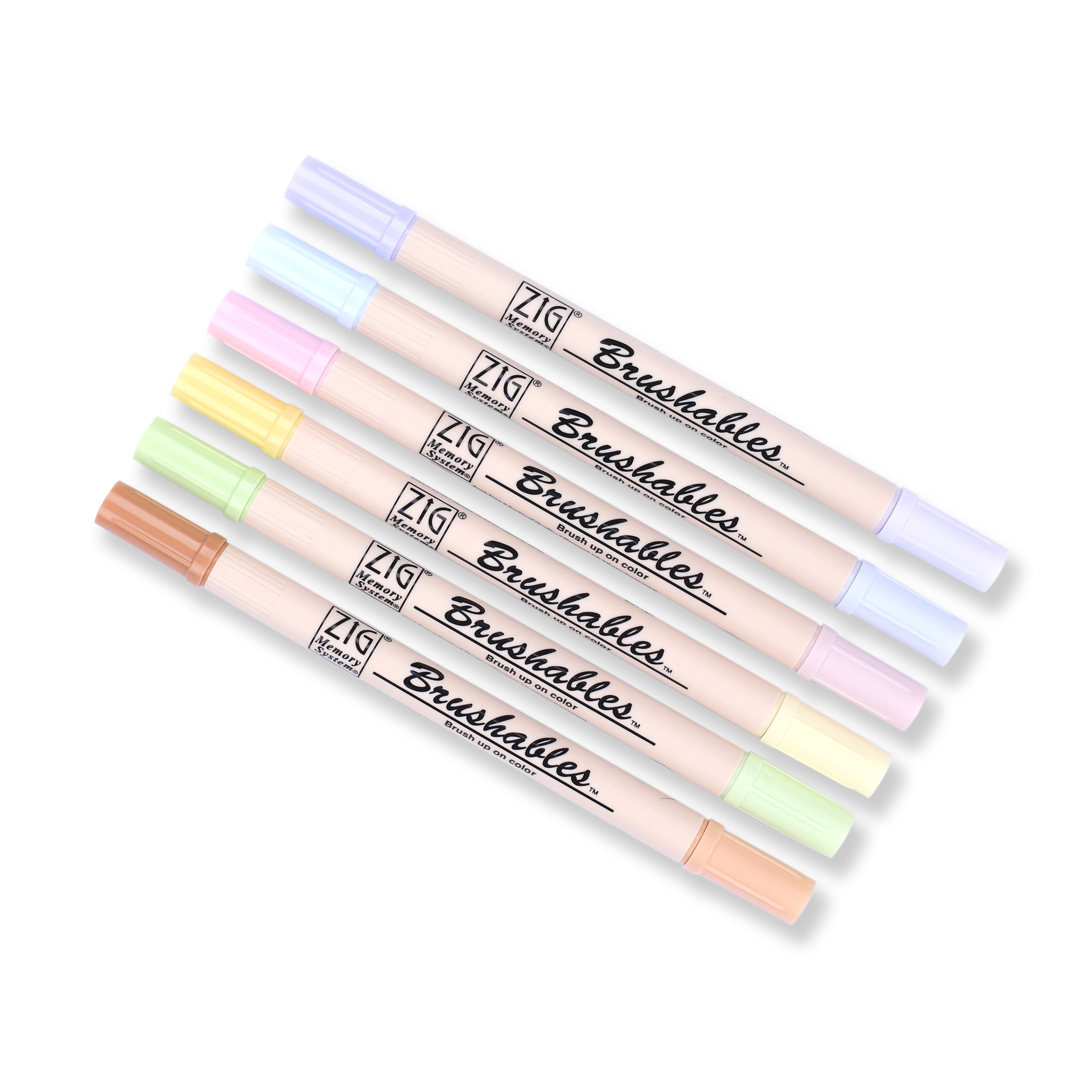 Kuretake ZIG Brushables Brush Pen - 6 Color Pastel Set