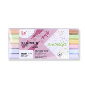 Kuretake ZIG Brushables Brush Pen - 6 Color Pastel Set - Stationery Pal