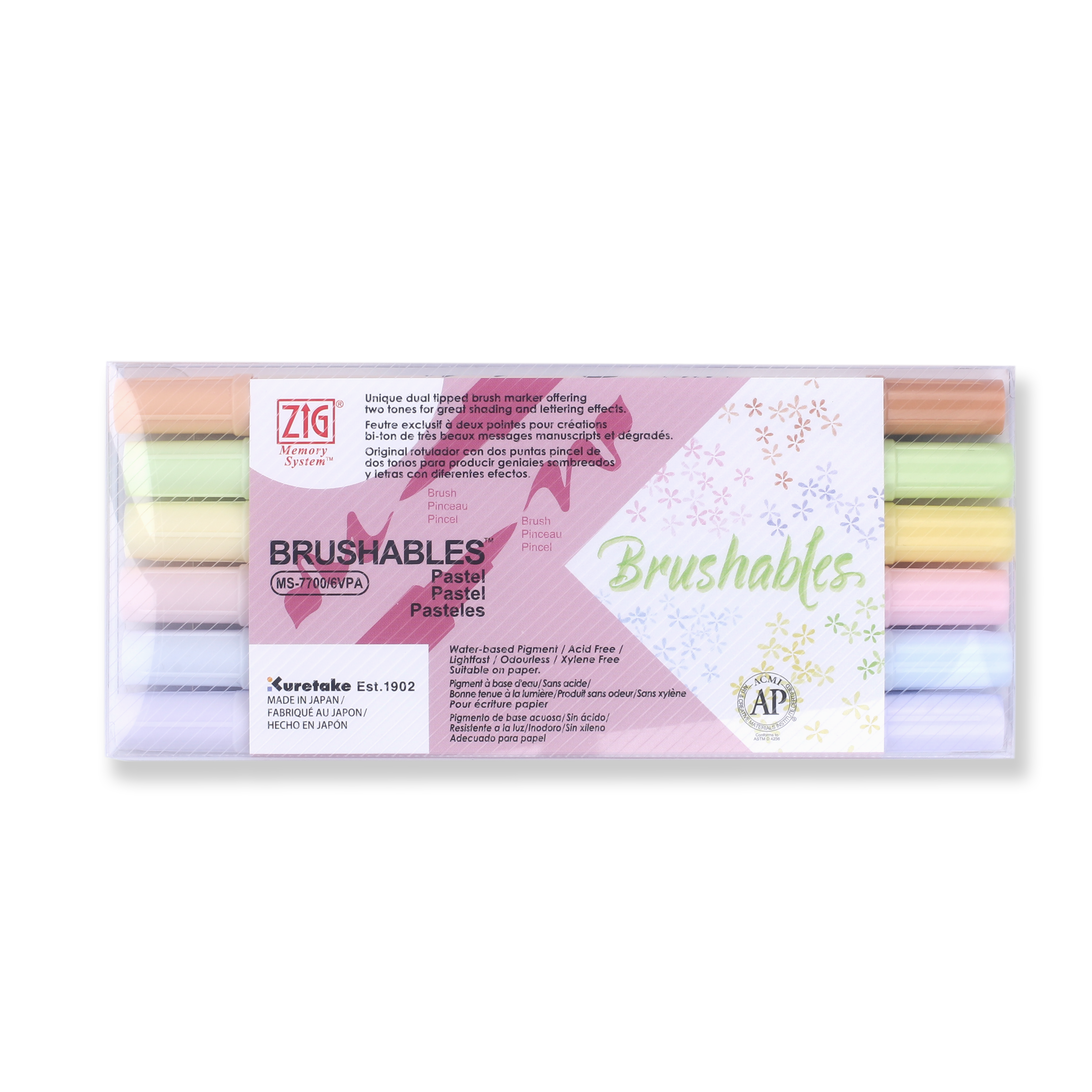 Kuretake ZIG Brushables Brush Pen - 6 Color Pastel Set — Stationery Pal