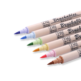 Kuretake ZIG Brushables Brush Pen - 6 Color Pastel Set - Stationery Pal