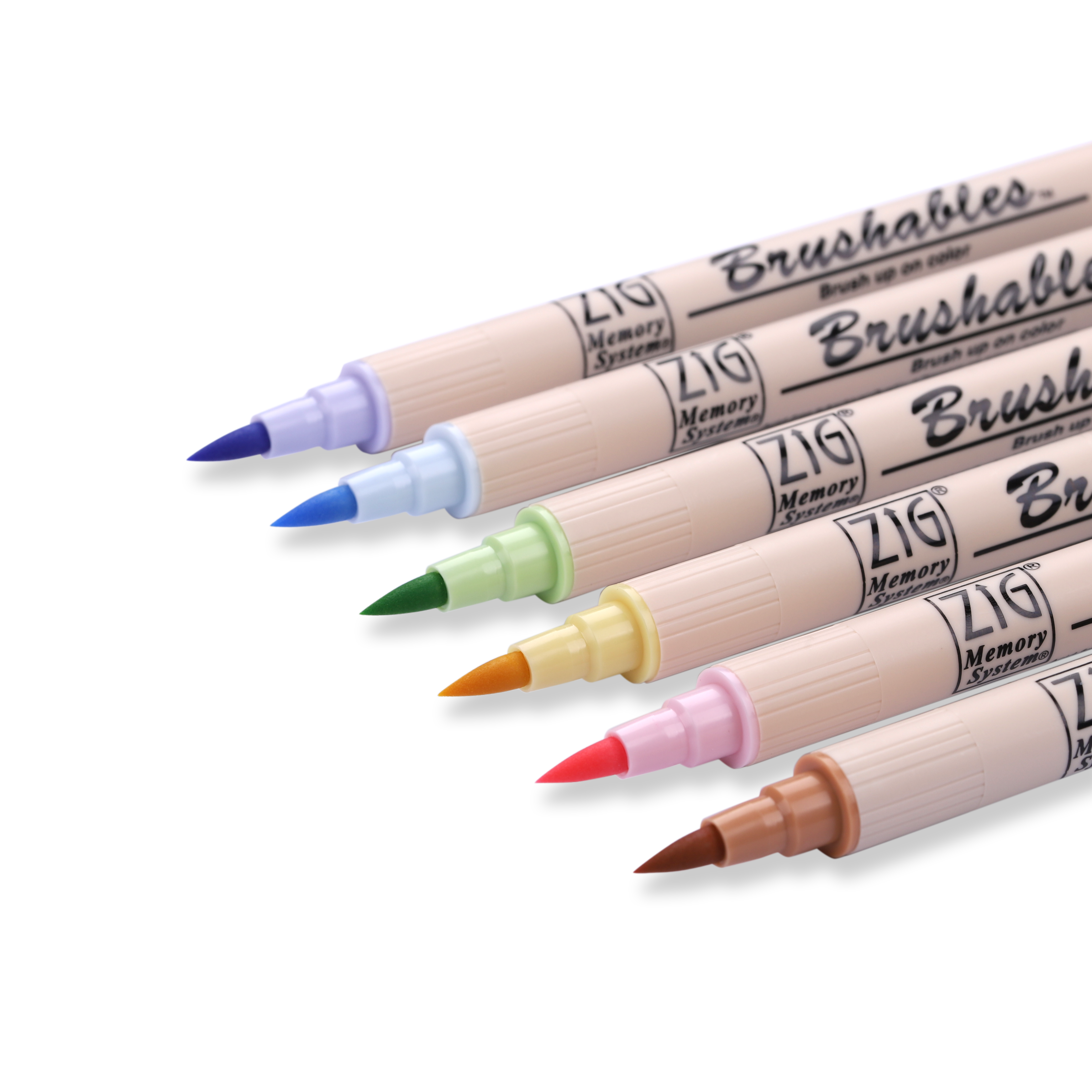 Kuretake ZIG Brushables Brush Pen - 6 Color Pastel Set - Stationery Pal