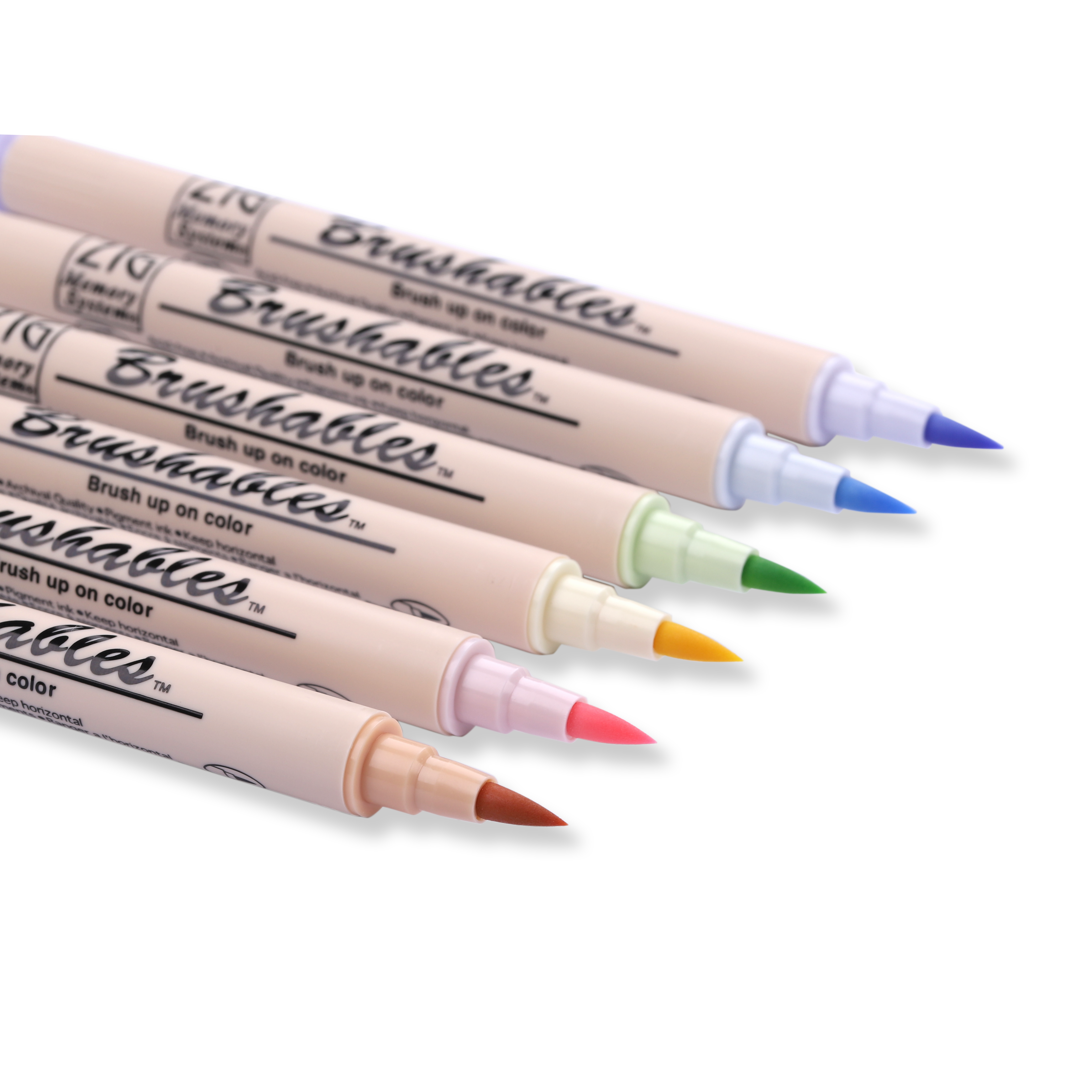 Kuretake ZIG Brushables Brush Pen - 6 Color Pastel Set - Stationery Pal