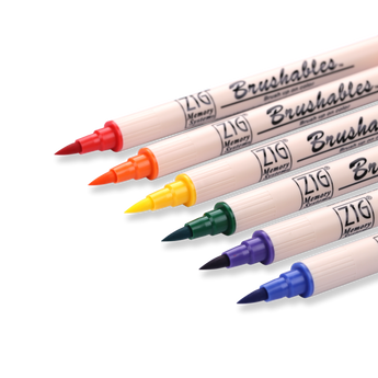 Kuretake ZIG Brushables Brush Pen - 6 Color Vivid Set - Stationery Pal