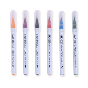 Kuretake ZIG Clean Color Real Brush Pen - 6 Color Set - Stationery Pal