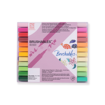 Kuretake Zig Brushables Brush Pen - 24 Colors Set - Stationery Pal