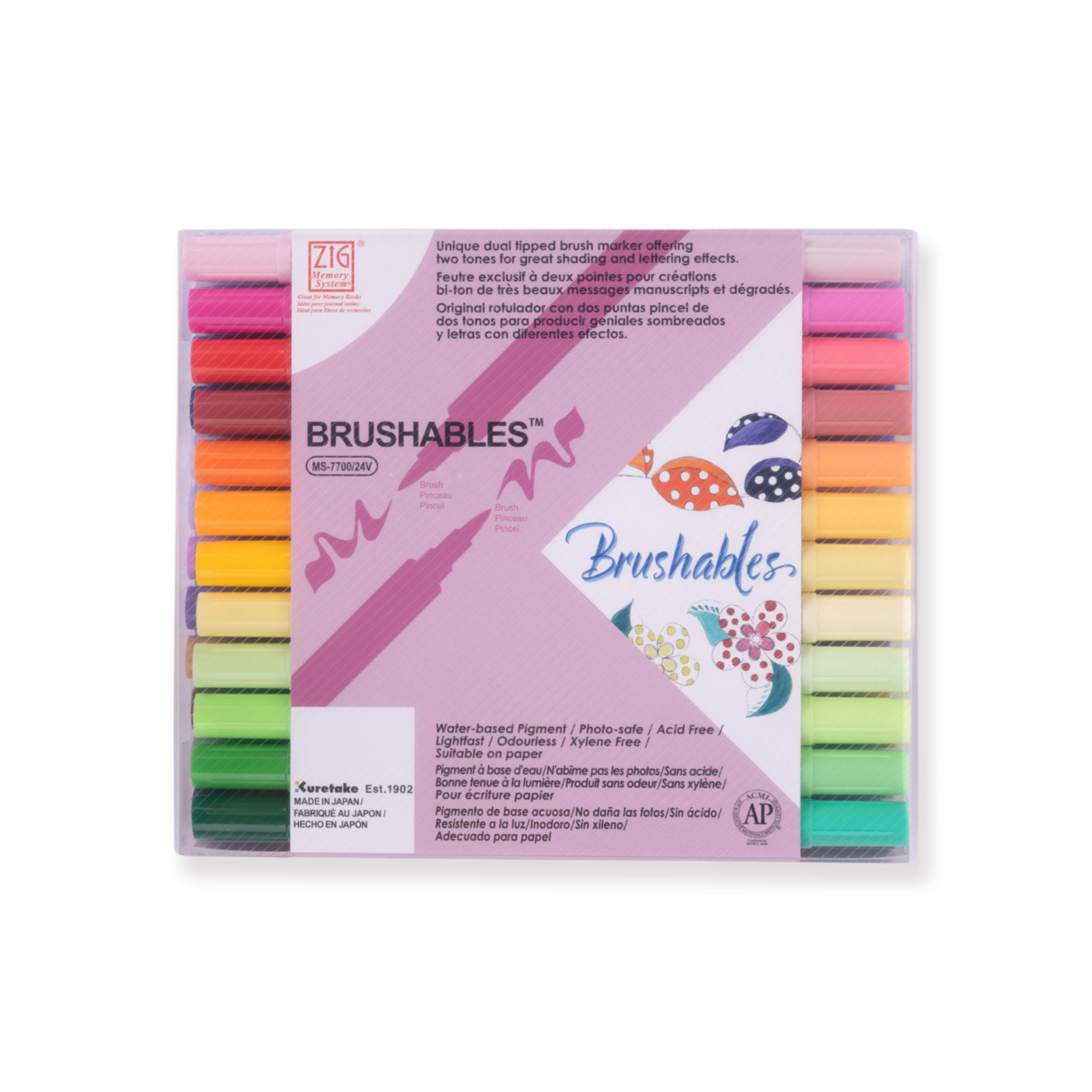 Kuretake Zig Brushables Pinselstift - 24 Farben Set