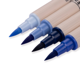 Kuretake Zig Brushables Brush Pen - 4 Colors Blue Set - Stationery Pal