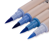 Kuretake Zig Brushables Brush Pen - 4 Colors Blue Set - Stationery Pal