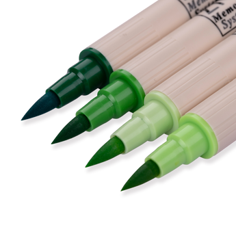 Kuretake Zig Brushables Brush Pen - 4 Colors Green Set - Stationery Pal