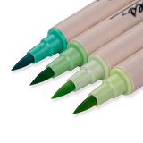 Kuretake Zig Brushables Brush Pen - 4 Colors Green Set - Stationery Pal