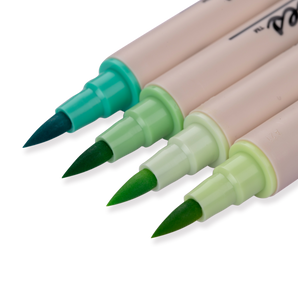 Kuretake Zig Brushables Brush Pen - 4 Colors Green Set - Stationery Pal