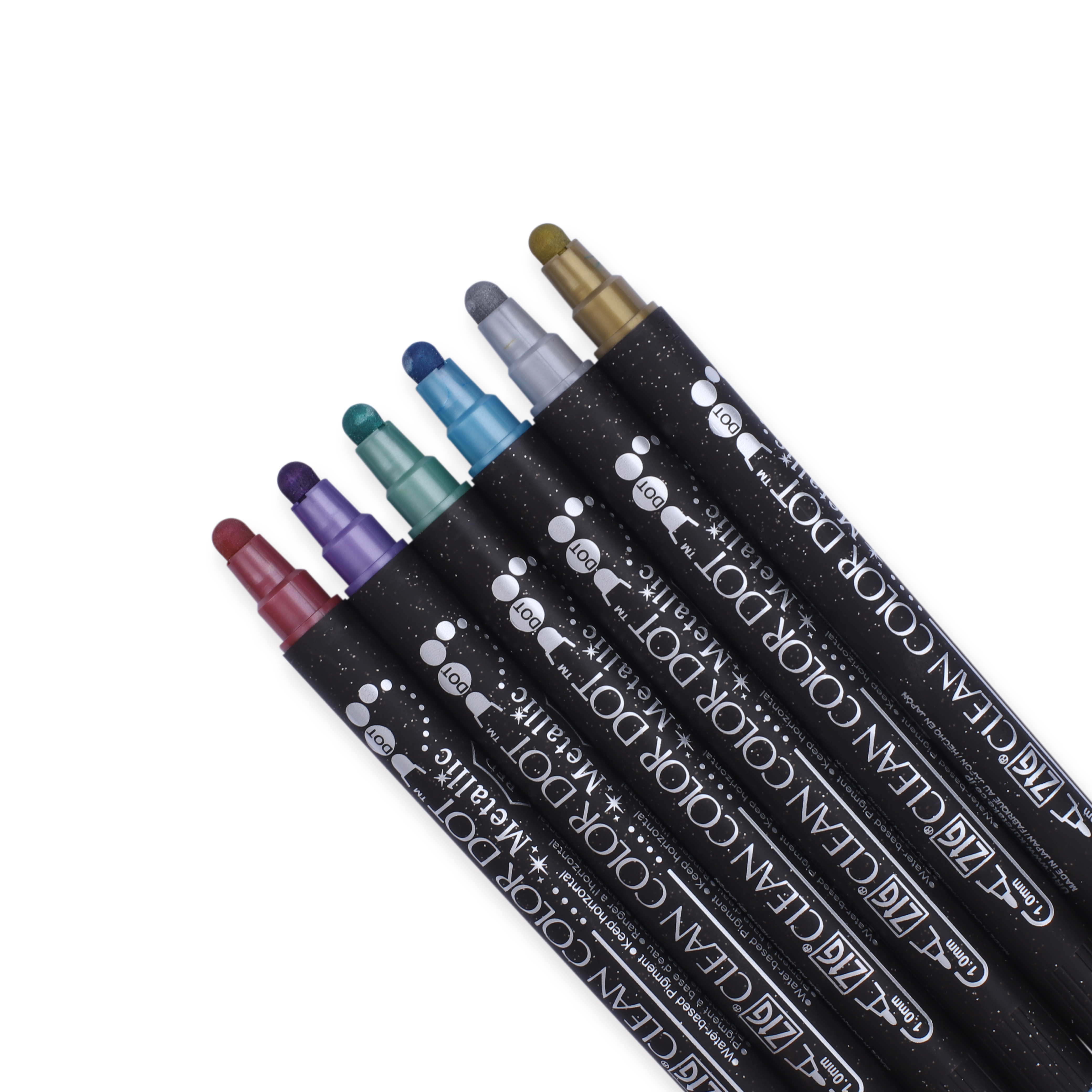 Kuretake Zig Clean Colour Dot Metallic Doppelseitiger Marker - 6-Farben-Set