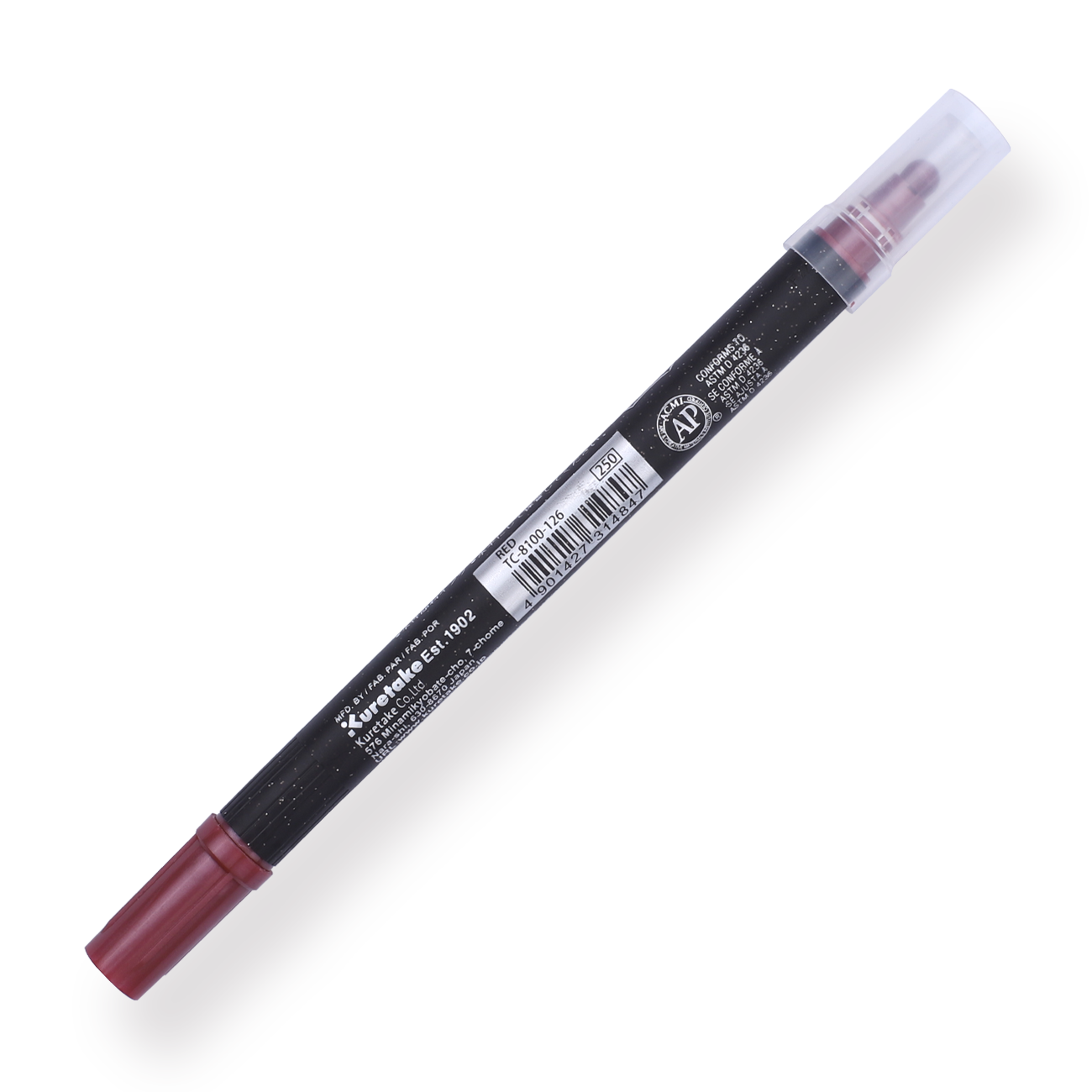 Kuretake Zig Clean Color Dot Marcador metálico de doble cara - Rojo 126