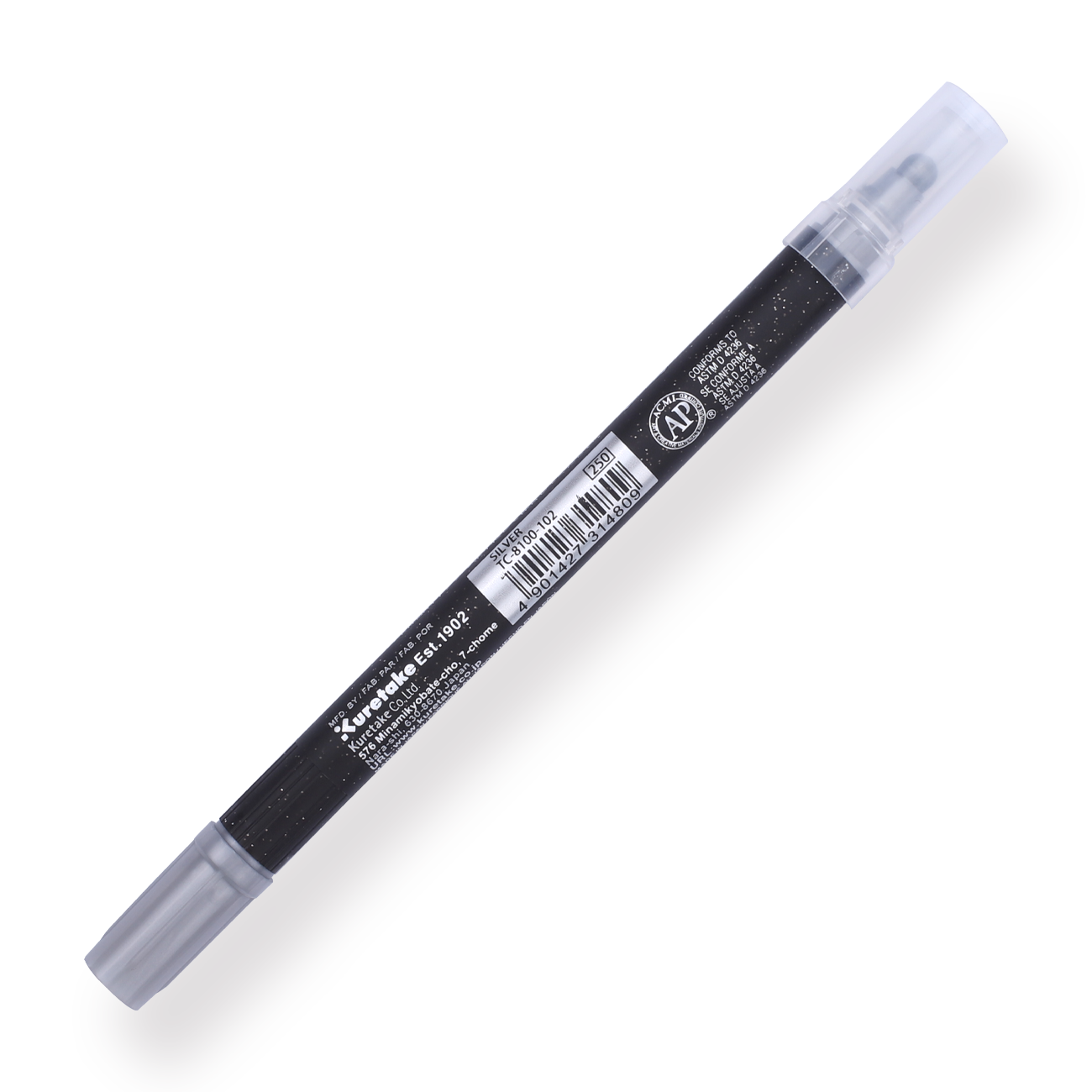 Kuretake Zig Clean Colour Dot Metallic Double-Sided Marker - Silver 102