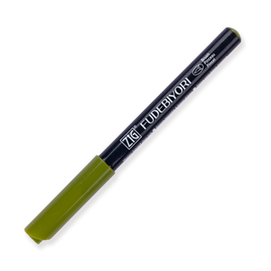 Kuretake Zig Fudebiyori Brush Pen - Olive Green 043 - Stationery Pal