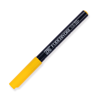 Kuretake Zig Fudebiyori Brush Pen - Yellow 050 - Stationery Pal