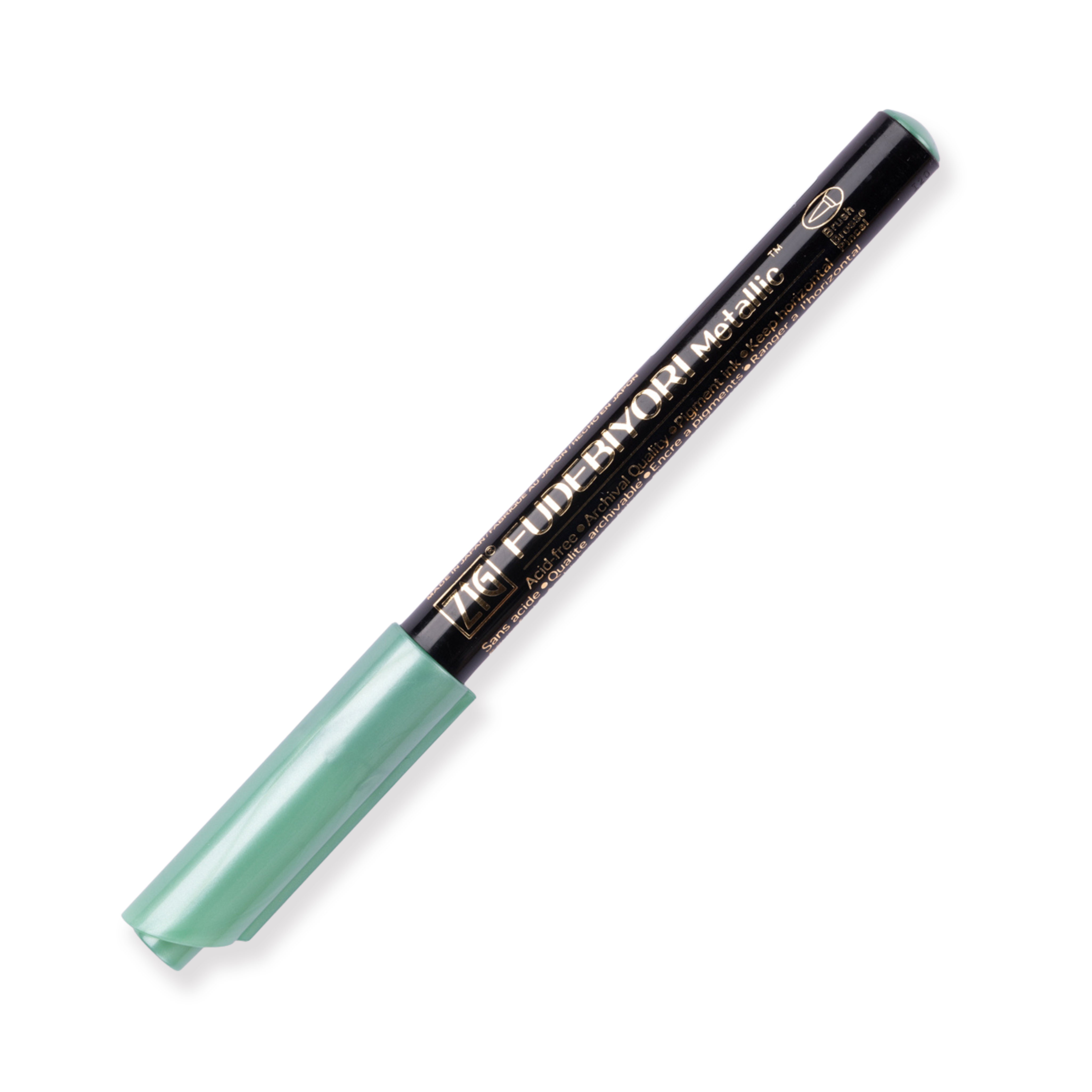 Kuretake Zig Fudebiyori Metallic Brush Pen - Green 121