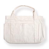 Large Capacity Multi-pocket Tote Bag - White - Stationery Pal