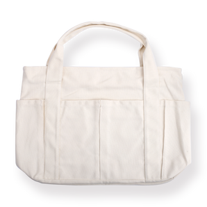 Large Capacity Multi-pocket Tote Bag - White - Stationery Pal