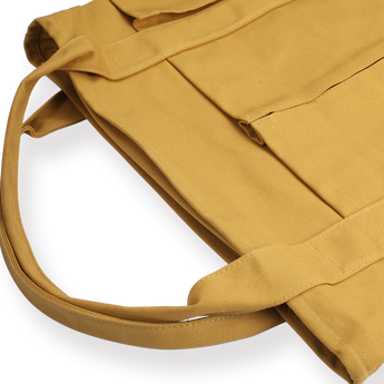 Large Capacity Multi-pocket Tote Bag - Yellow - Stationery Pal