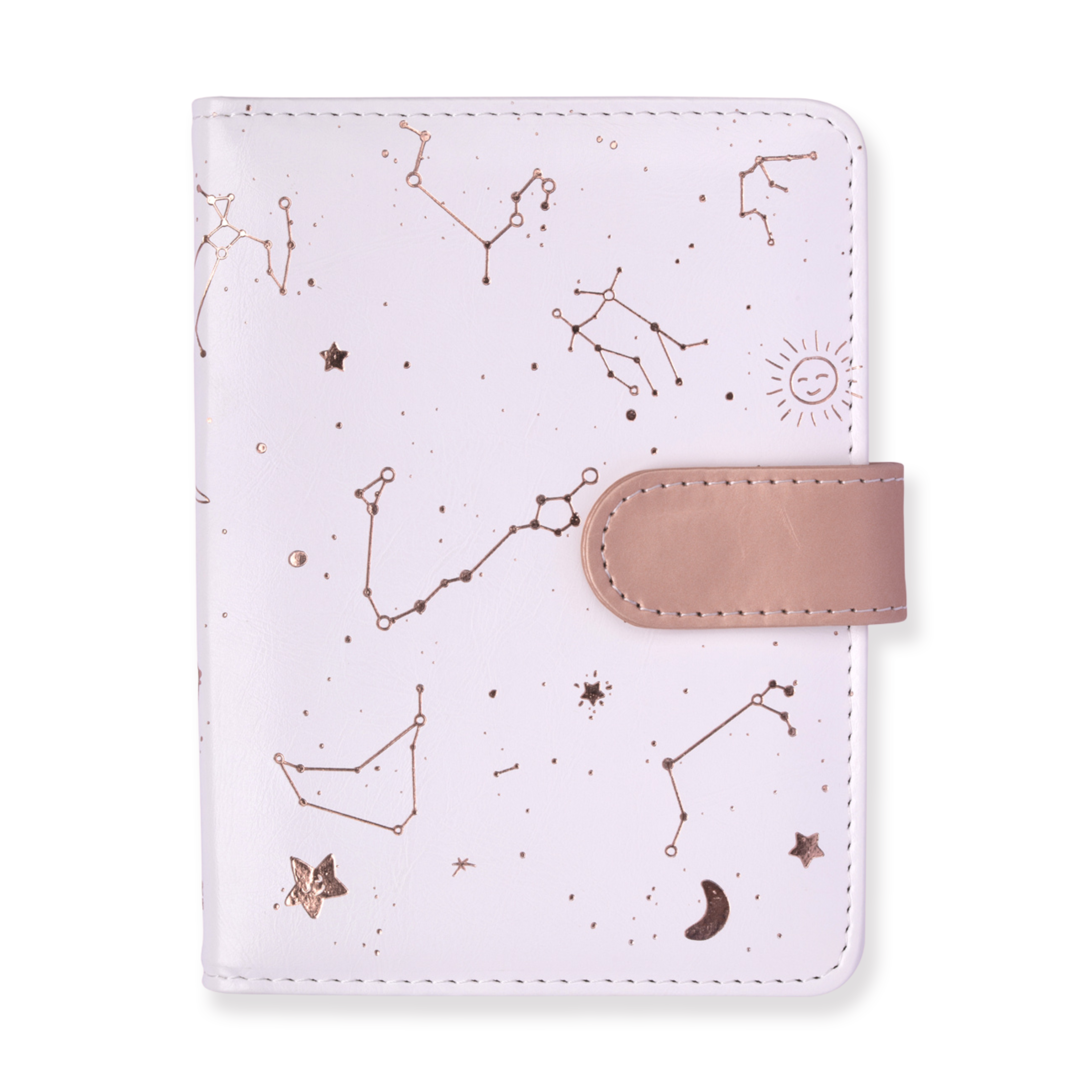 Cuaderno de cuero con estampado de constelaciones - Blanco
