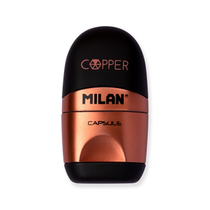 Milan Capsule Sharpener + Eraser Copper - Black