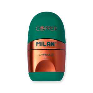 Milan Capsule Sharpener + Eraser Copper - Green