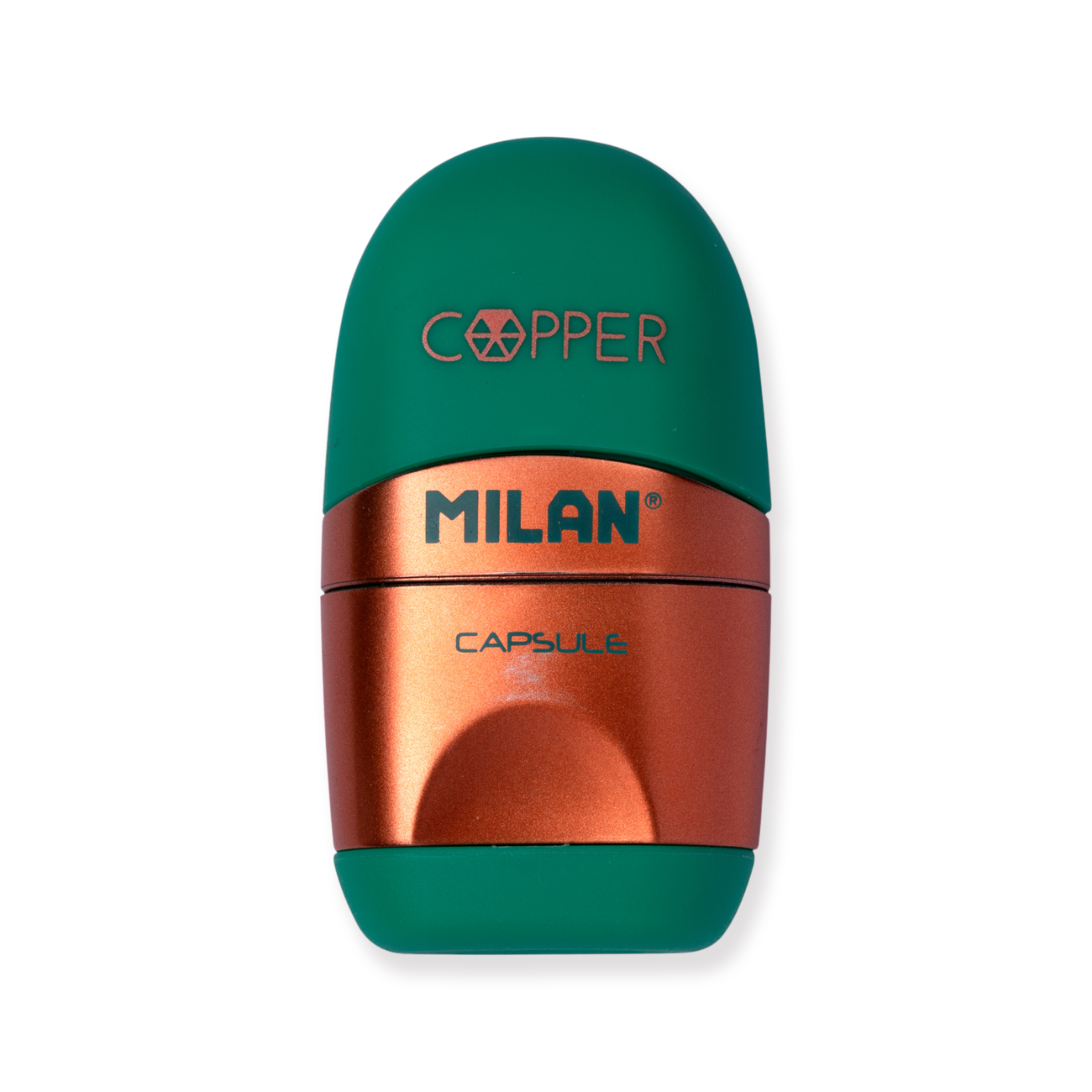 Milan Kapselspitzer + Radiergummi Kupfer - Grün