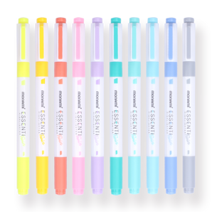 Monami Essenti Twin Highlighter - 2.0 mm / 4.0 mm - 10 Colors Set - Fantasy Color - Stationery Pal