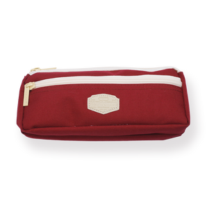 Multi-functional Dual-Zippered Pencil Case - Burgundy Red - Stationery Pal