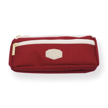 Multi-functional Dual-Zippered Pencil Case - Burgundy Red - Stationery Pal