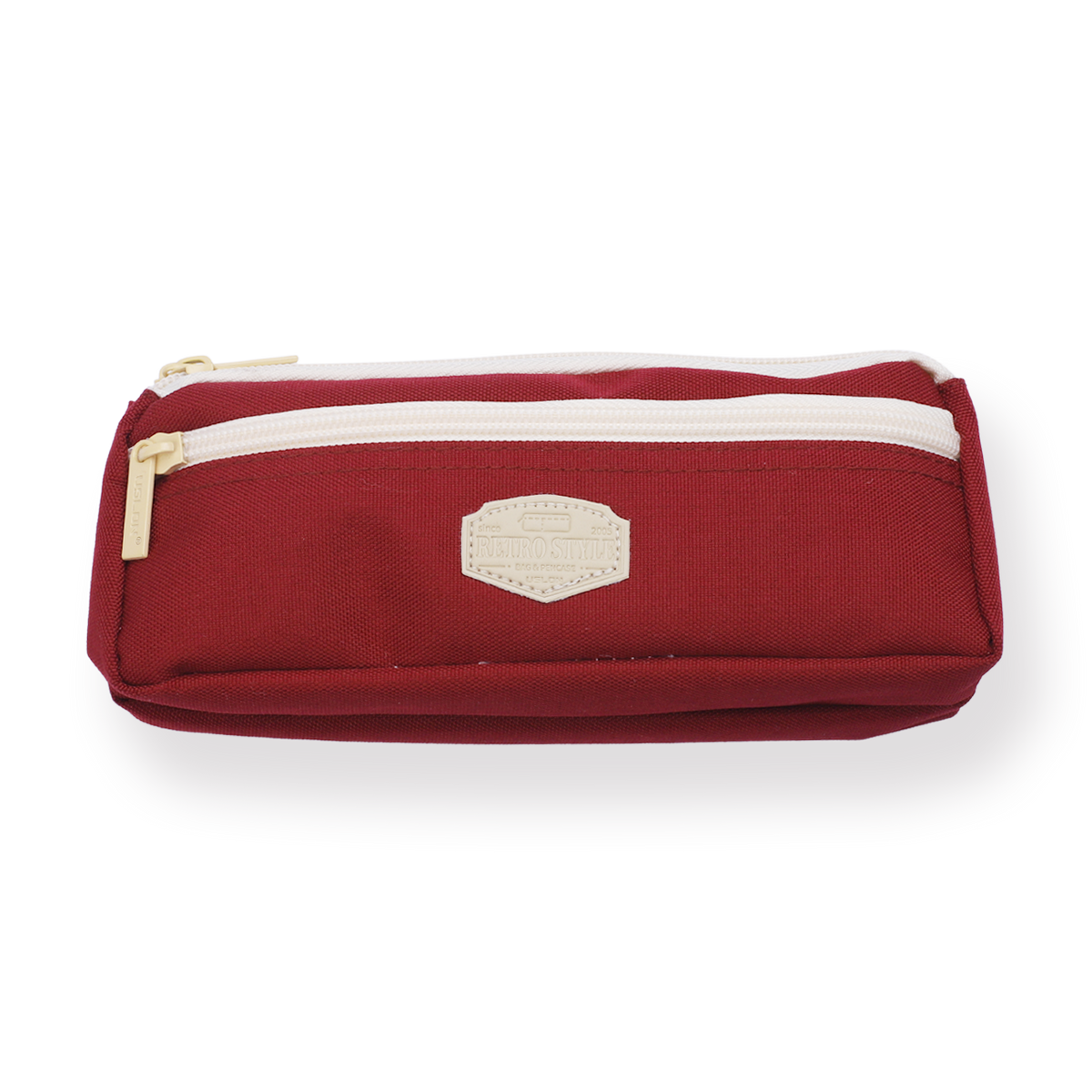 Multifunctional DualZippered Pencil Case Burgundy Red — Stationery Pal