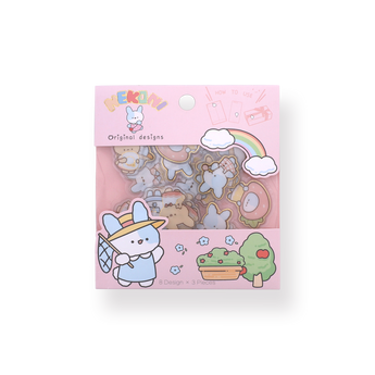 NEKONI Gold Lined Animal Stickers - Blue Bunny - Stationery Pal