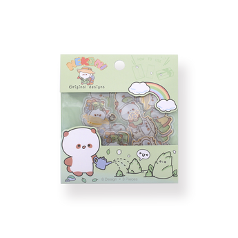 NEKONI Gold Lined Animal Stickers - Farmer Bear - Stationery Pal