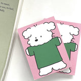 Non-Adhesive Green Puppy And Floral Cartoon Memo Pad