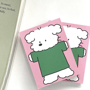 Non-Adhesive Green Puppy And Floral Cartoon Memo Pad