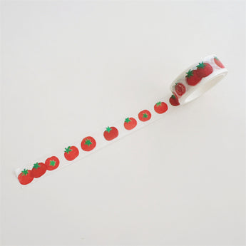 Cartoon Elephant And Tomato Washi Tape For Journaling - Hand-Drawn Tomato