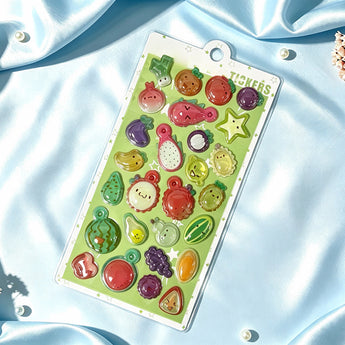 3D Cartoon Relief Crystal Sticker Sheets - Fruit Pets