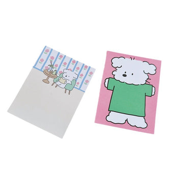 Non-Adhesive Green Puppy And Floral Cartoon Memo Pad