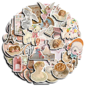 American Vintage Portrait Cartoon Sticker Pack