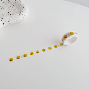 Cartoon Dog And Smiley Face Washi Tape 5 m - Merci Yellow Smiley