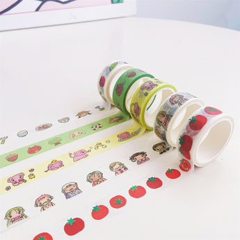 Cartoon Elephant And Tomato Washi Tape For Journaling