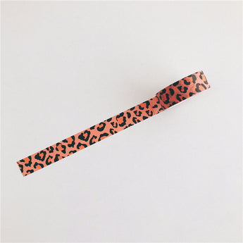 Cow And Leopard Print Washi Tape 5 m Roll - Orange Leopard