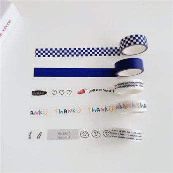 Klein Blue Grid And Smiley Face Washi Tape