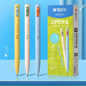 Black Quick-Dry Switch Click Gel Pen 0.5 mm - K6701 Decompression Switch Pen Black